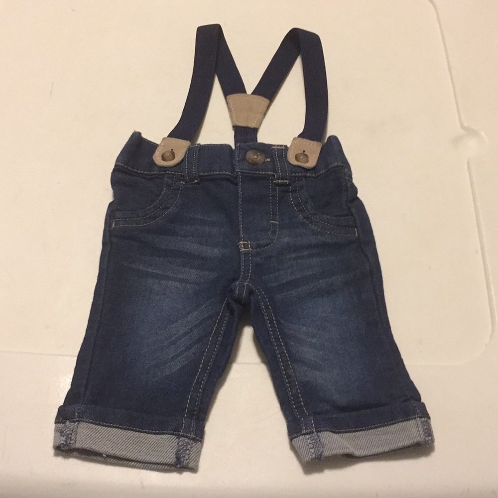 Infant jeans with suspenders